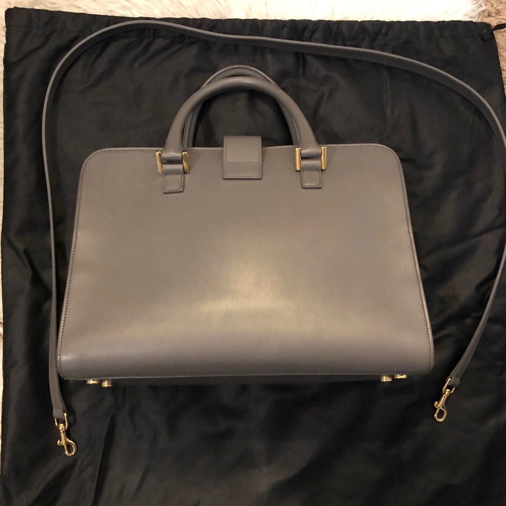 YSL Small Cabas Monogram Fog Gray Smooth Leather - Picture 4 of 8